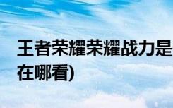 王者榮耀榮耀戰(zhàn)力是什么 (王者榮耀榮耀戰(zhàn)力在哪看)