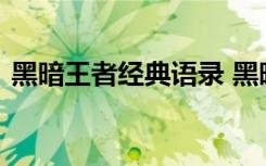 黑暗王者經(jīng)典語(yǔ)錄 黑暗王者經(jīng)典語(yǔ)錄有哪些