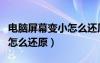 電腦屏幕變小怎么還原變大（電腦屏幕變小了怎么還原）