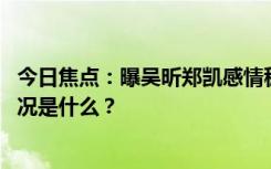今日焦點：曝吳昕鄭凱感情穩(wěn)定!兩人年齡相差三歲，具體情況是什么？