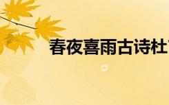 春夜喜雨古詩(shī)杜甫 春夜喜雨古詩(shī)