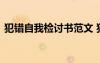犯錯自我檢討書范文 犯錯的自我反省檢討書