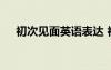初次見面英語表達 初次見面英語怎么寫