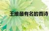 王維最有名的首詩 王維最著名的古詩