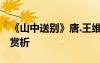 《山中送別》唐.王維 王維《山中送別》古詩賞析