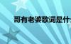 哥有老婆歌詞是什么歌 哥有老婆歌詞