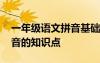 一年級語文拼音基礎知識 一年級語文漢語拼音的知識點