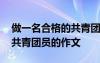 做一名合格的共青團員演講稿 做一名合格的共青團員的作文