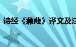 詩(shī)經(jīng)《蒹葭》譯文及注釋 詩(shī)經(jīng)《蒹葭》譯文