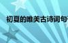 初夏的唯美古詩詞句子 初夏的唯美古詩詞
