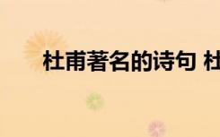 杜甫著名的詩句 杜甫著名詩句有哪些