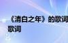 《清白之年》的歌詞是什么 《清白之年》的歌詞
