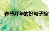 春節(jié)拜年的好句子摘抄 春節(jié)拜年的好句子