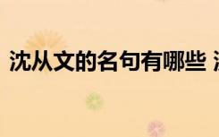 沈從文的名句有哪些 沈從文的名言名句摘抄