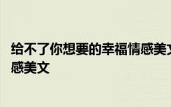 給不了你想要的幸福情感美文怎么寫 給不了你想要的幸福情感美文