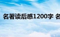 名著讀后感1200字 名著讀后感作文1000字