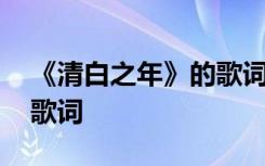 《清白之年》的歌詞是什么 《清白之年》的歌詞