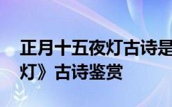 正月十五夜燈古詩是什么節(jié)日 《正月十五夜燈》古詩鑒賞