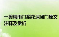 一剪梅雨打梨花深閉門原文 《一剪梅雨打梨花深閉門》古詩注釋及賞析