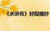 《水滸傳》好段摘抄 水滸傳精彩好段摘抄