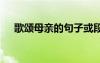 歌頌?zāi)赣H的句子或段落 歌頌?zāi)赣H的句子
