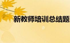 新教師培訓(xùn)總結(jié)題目 新教師培訓(xùn)總結(jié)