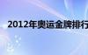 2012年奧運(yùn)金牌排行（2012奧運(yùn)金牌榜）