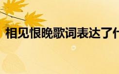 相見恨晚歌詞表達了什么意思 相見恨晚歌詞