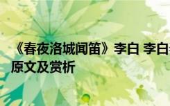 《春夜洛城聞笛》李白 李白春夜洛城聞笛 / 春夜洛陽城聞笛原文及賞析