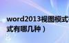 word2013視圖模式有哪幾種（word視圖模式有哪幾種）