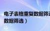 電子表格重復(fù)數(shù)據(jù)篩選怎么弄（電子表格重復(fù)數(shù)據(jù)篩選）